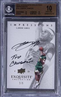 2012-13 UD "Exquisite Collection" Impressions #JA LeBron James Signed Card (#2/5) – Inscribed "The Chosen 1" – BGS PRISTINE 10/BGS 10
